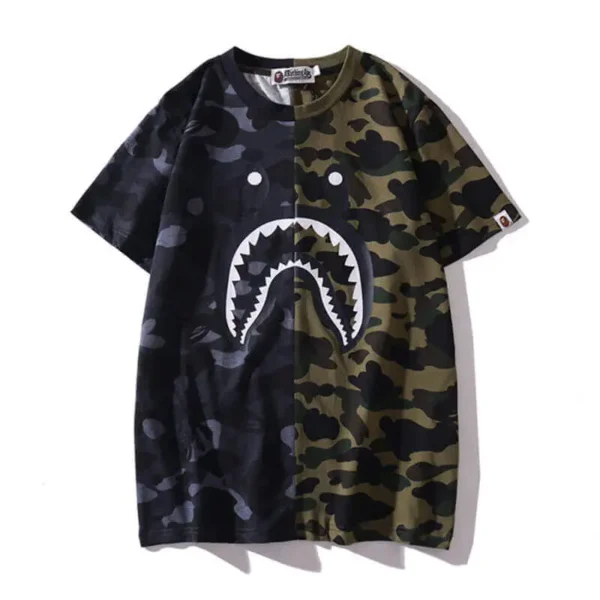 Short Sleeve Camouflage Bape Shark Camo T Shirt