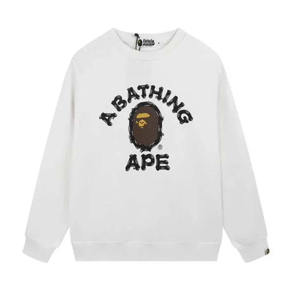 White And Black Bape College A Bathing Ape Sweatshirts