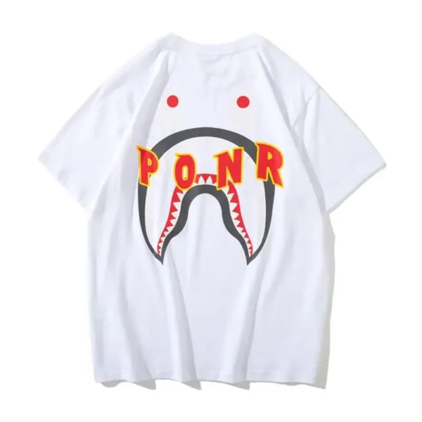 Casual White Bape Shark Camo PONR Shirt